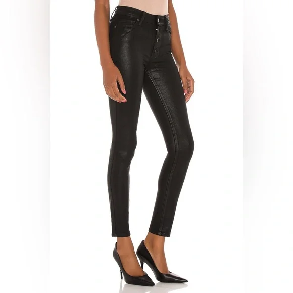 Paige Hoxton Ultra Skinny Jeans Button Fly Black Fog Luxe Coating High Waist - Picture 7 of 15